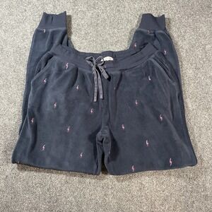 PJ Salvage Lounge Pants Velour Jogger Size‎ L Blue Lightening Bolt Sweat